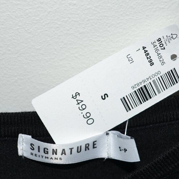 REITMANS signature black feminine soft basic crop top short sleeves round neck S - Picture 2 of 8